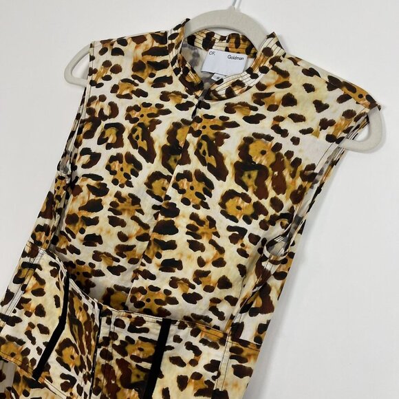 CF Goldman Leopard Corset Midi Dress Womens Size 0 Ruffle Cheetah - Picture 5 of 10
